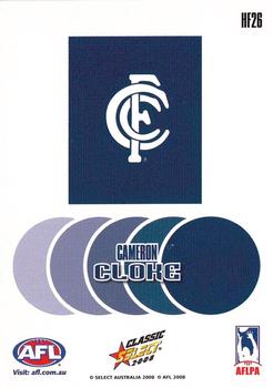 2008 Select AFL Classic - Holographic Foils #HF26 Cameron Cloke Back